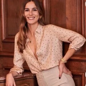 Sezane 100% Silk Blouse Shirt Anne Blush Holiday Sz Fr 42 US 10